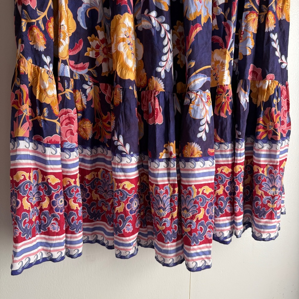 Soft Surroundings New Kara Skirt Blue Akrotiri Flowers Maxi Women’s Size Large - Picture 4 of 13